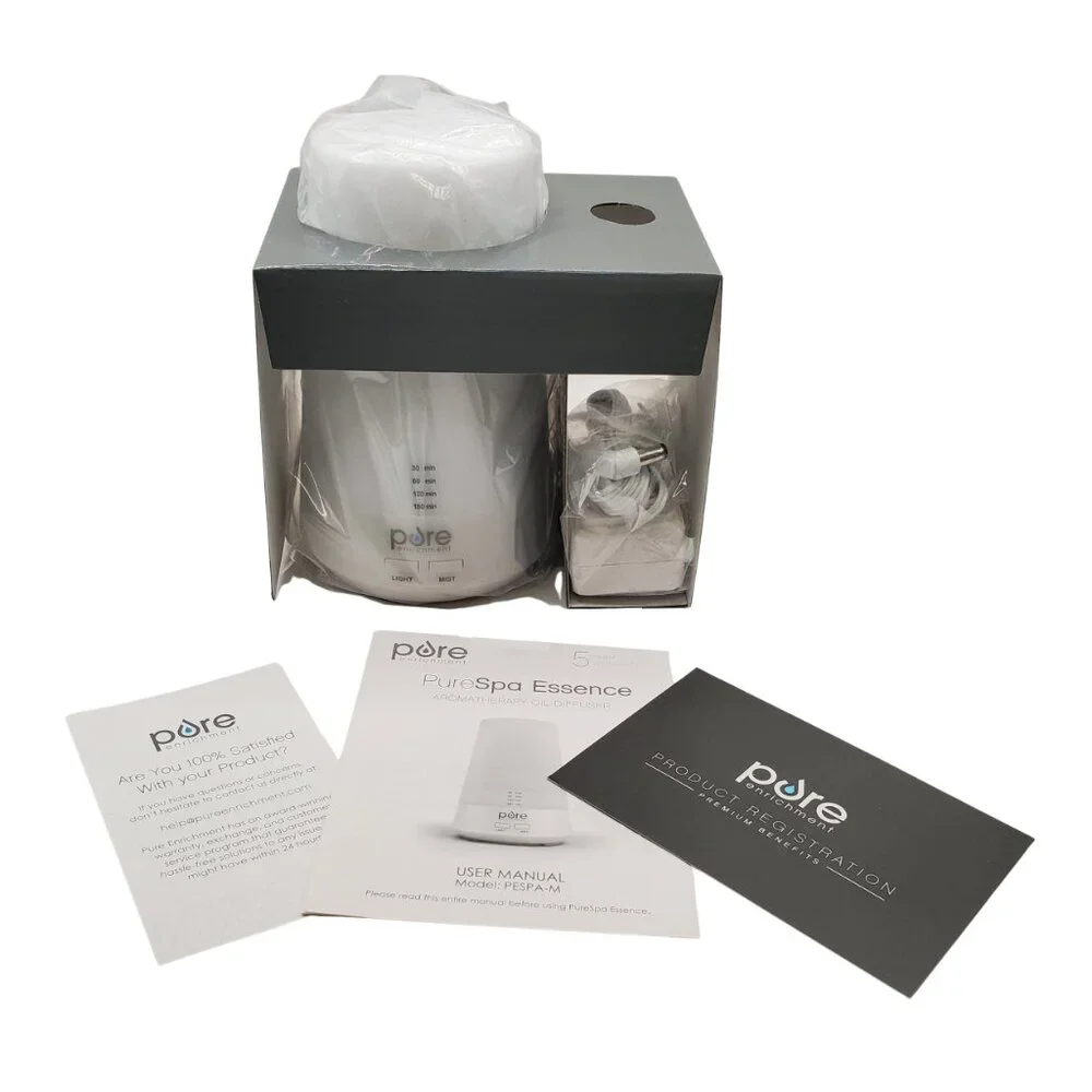 PureSpa Essence Aromatherapy Oil Diffuser – LED Colors + Quiet Mist – New in Box